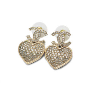 Chanel Heart Coco Mark Rhinestone Earrings 23P BP